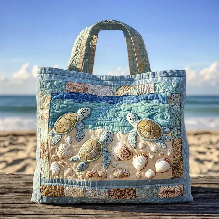 砂浜のカメたちハンドメイドバッグ